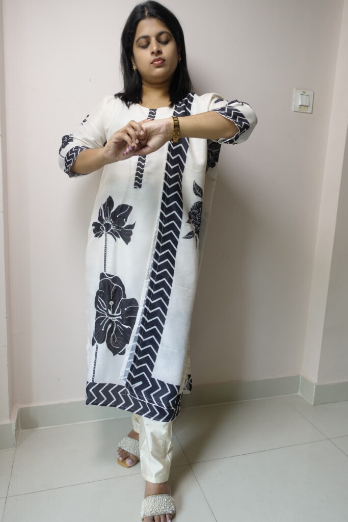 Monochrome Elegance Cotton Classic Black & White Kurti Set