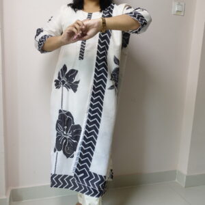 Monochrome Elegance Cotton Classic Black & White Kurti Set