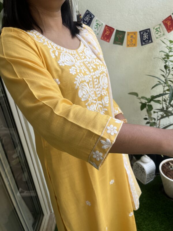 Premium Cotton Straight Kurti Set (Kurti, Pant & Dupatta) - Image 5