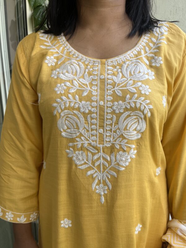 Premium Cotton Straight Kurti Set (Kurti, Pant & Dupatta) - Image 4