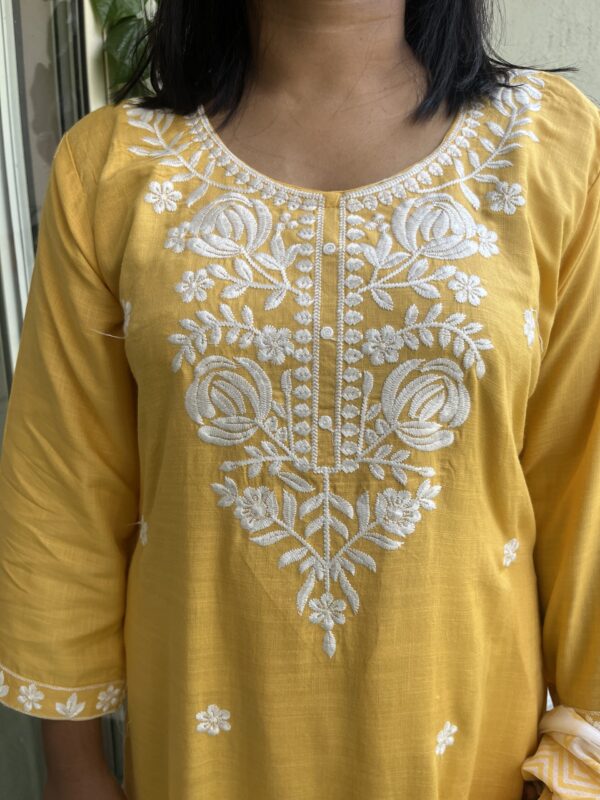 Premium Cotton Straight Kurti Set (Kurti, Pant & Dupatta) - Image 4