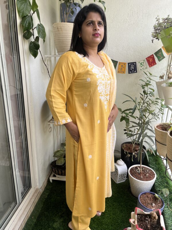 Premium Cotton Straight Kurti Set (Kurti, Pant & Dupatta) - Image 2