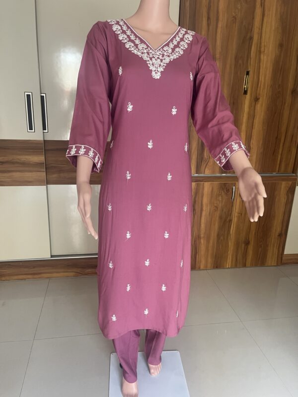 Premium Cotton Straight Kurti Set (Kurti, Pant & Dupatta) - Image 2