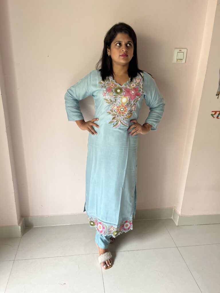 Premium Embroidered Elegant Straight-Cut KurtiSet - Image 5