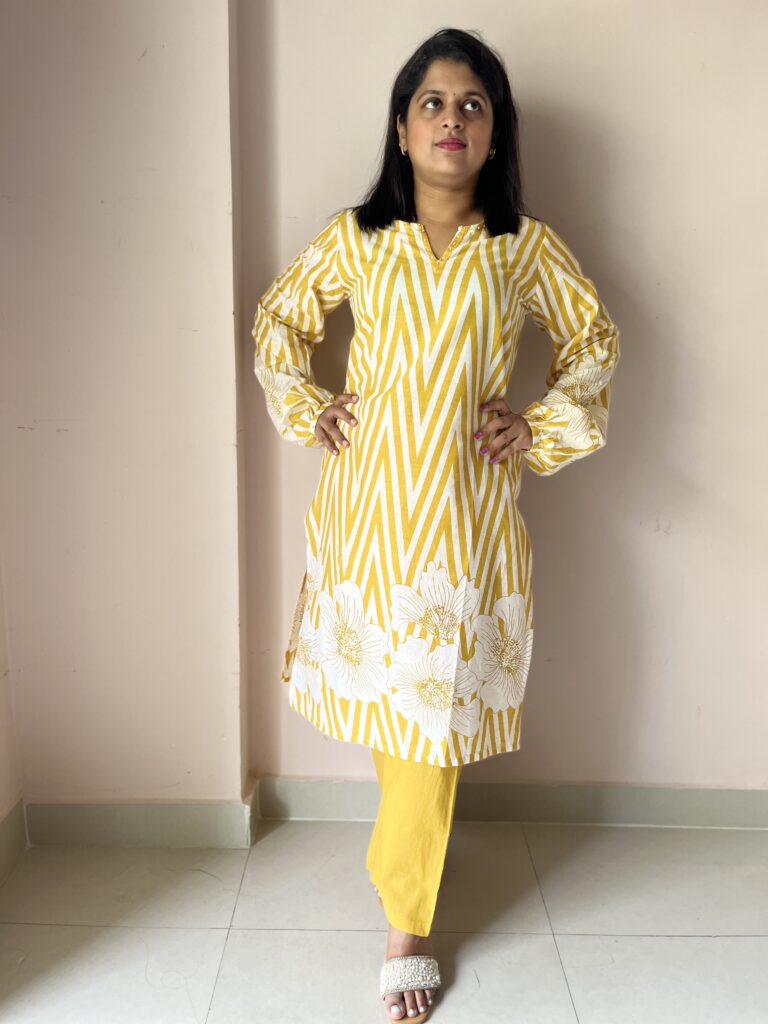 Bold Yellow Cotton Co-ord Set – Retro Chic Collection