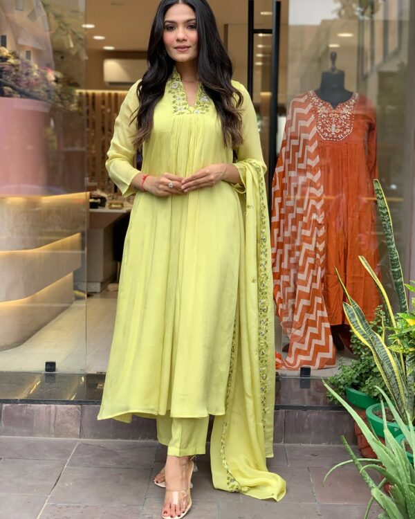 Fresh & Elegant in Lime Green Kurti Set - Image 3