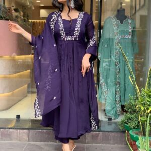 New Launch Special – Deep Purple Elegance in Embroidery