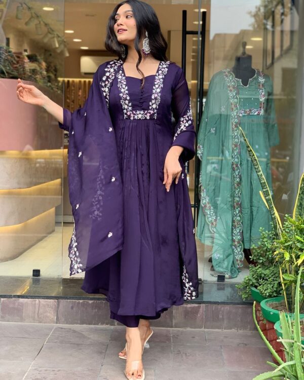 New Launch Special – Deep Purple Elegance in Embroidery