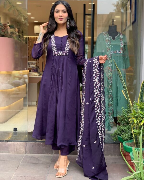 New Launch Special – Deep Purple Elegance in Embroidery - Image 2
