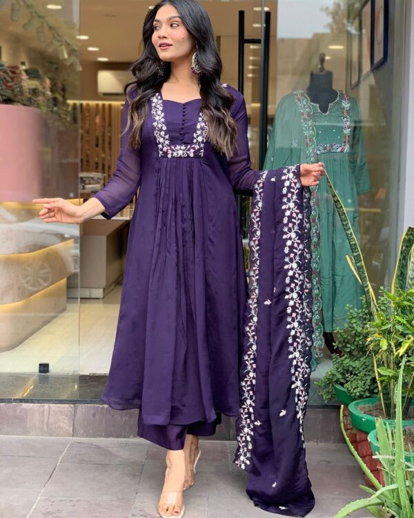 New Launch Special – Deep Purple Elegance in Embroidery - Image 3