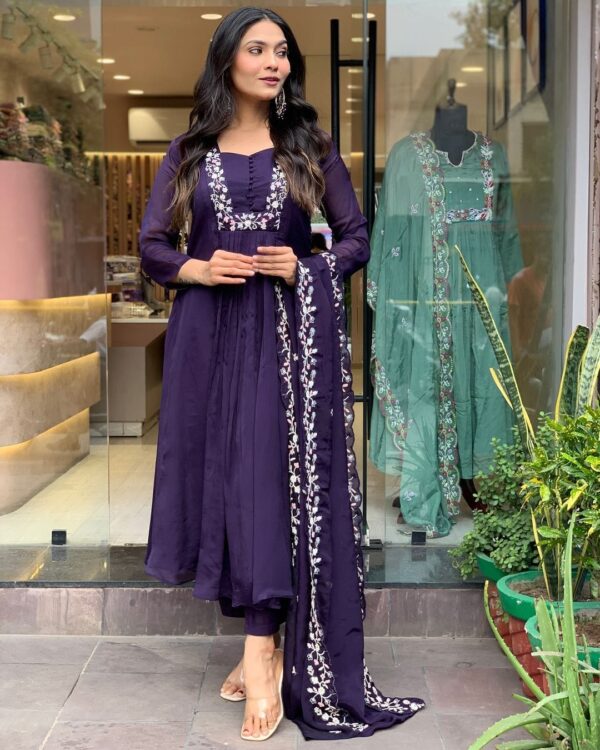 New Launch Special – Deep Purple Elegance in Embroidery - Image 5