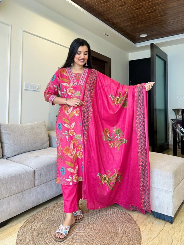 New Arrival Summer Bright Cotton Kurti Set - Image 2