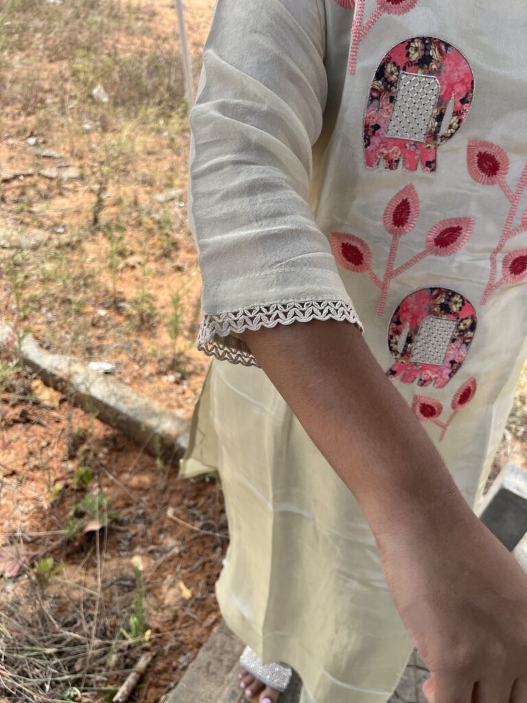 Pastel Bloom – Shimmer Kurta Set with Floral Dupatta - Image 4