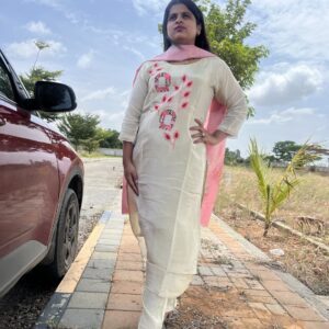 Pastel Bloom – Shimmer Kurta Set with Floral Dupatta