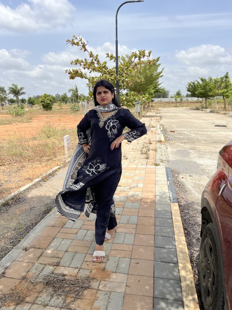 Midnight Bloom – Premium Black Russian Silk Kurti Set - Image 2