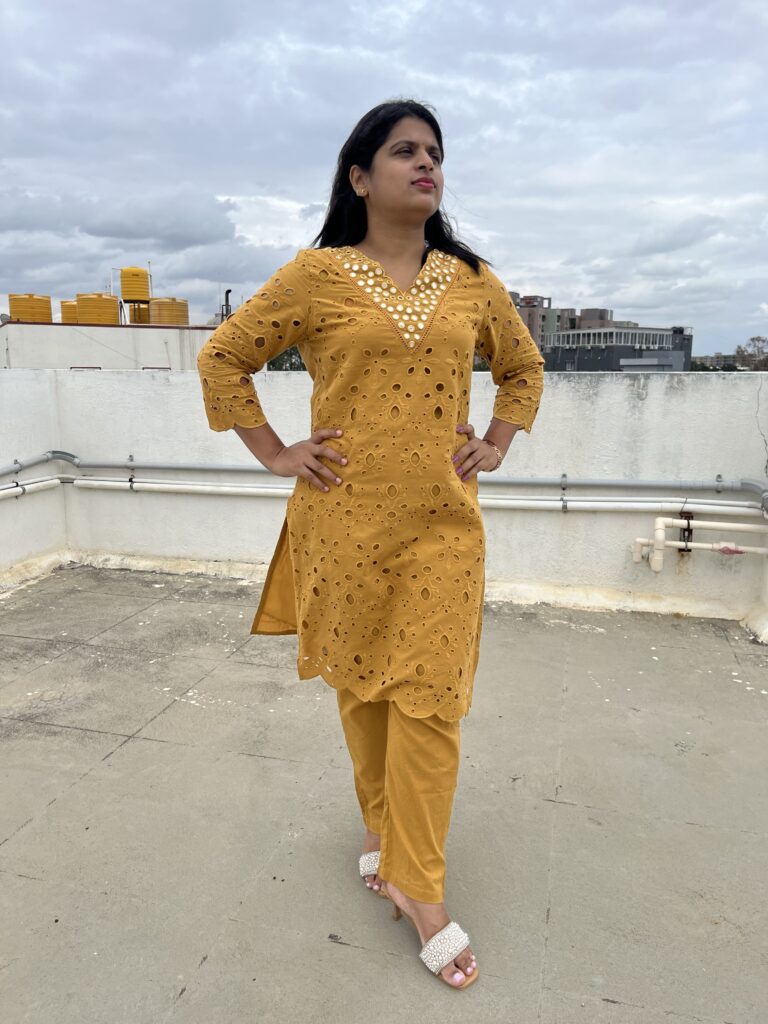 Cotton co-ord set with mirror work