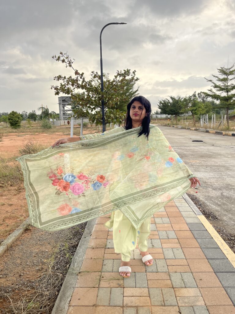 Grace in Every Thread – Light Green Roman Silk Embroidered Set! - Image 5