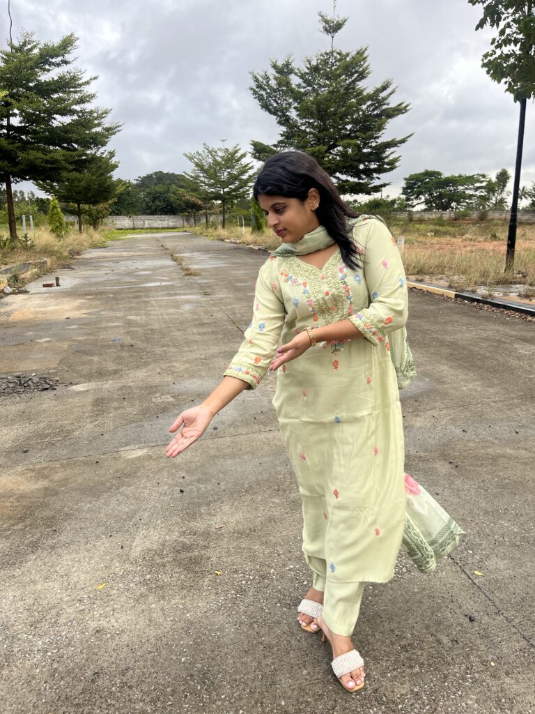Grace in Every Thread – Light Green Roman Silk Embroidered Set! - Image 6