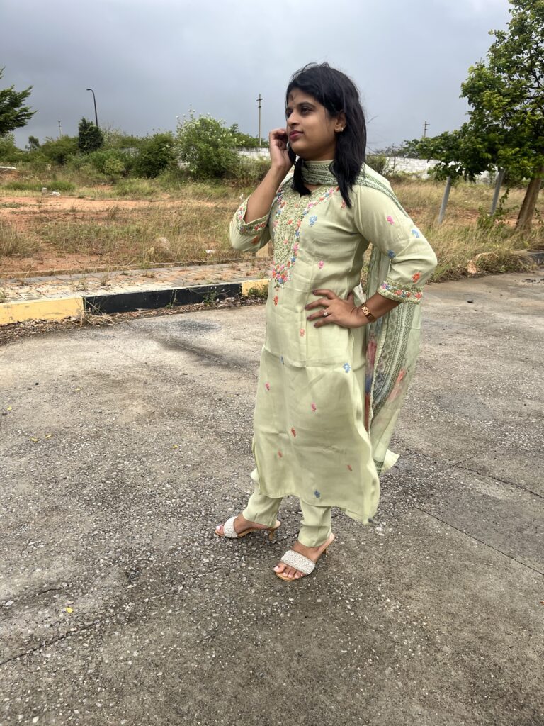 Grace in Every Thread – Light Green Roman Silk Embroidered Set!