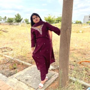 Elegant Maroon Kurti Set